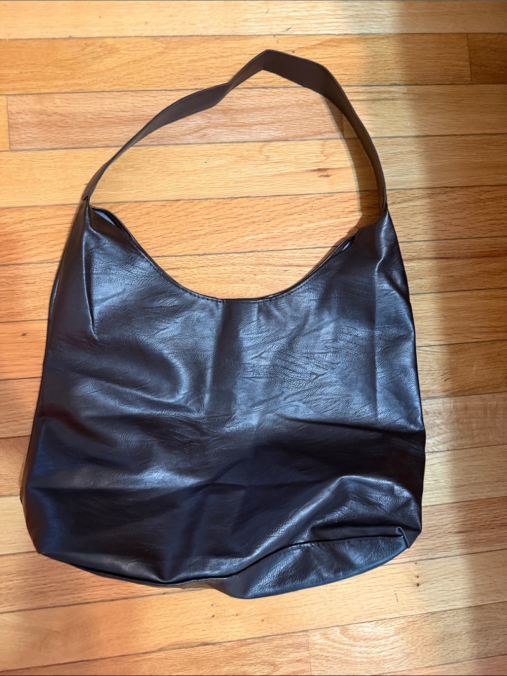 Classic Dark Brown Leather Shoulder Bag - Minimalist Everyday Tote